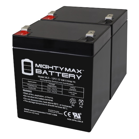 12V 5Ah F2 SLA Replacement Battery for Casil CA1240 F2-2 Pack